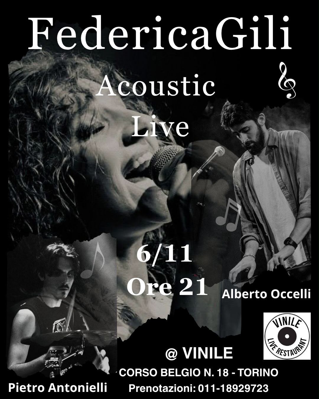 Locandina ufficiale concerto Federica Gili al Vinile Live